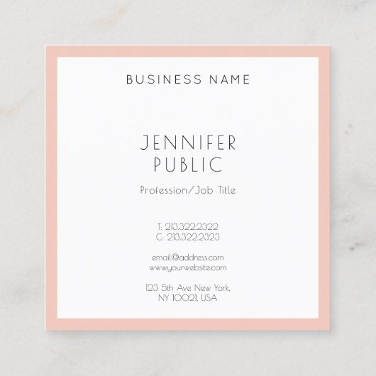Trendy Sjabloon Modern Minimalistisch design Elega Vierkante Visitekaartje (Achterkant)