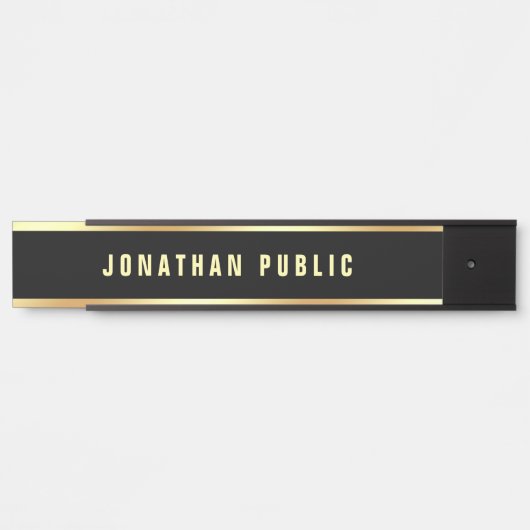 Trendy Sjabloon Moderne zwart-gouden kleuren Deurbordje (Voorkant)