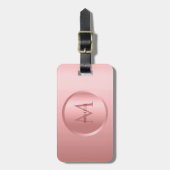 Trendy Sjabloon Stylish Roos Gold Monogram Bagagelabel (Voorkant verticaal)