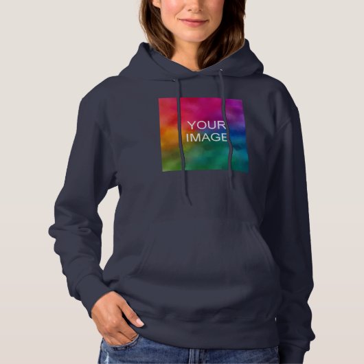 Trendy Sjabloon Upload foto Vrouwen Navy Blue Hoodie (Voorkant)