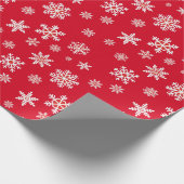 Trendy Sjabloon Witte Sneeuwvlokken Kerstrood Cadeaupapier (Hoek)