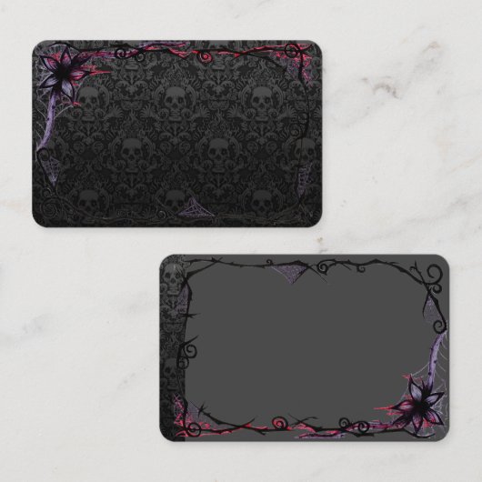 Trendy Skelethoofden in grijs met Gothic verframin Visitekaartje (Voorkant / Achterkant)