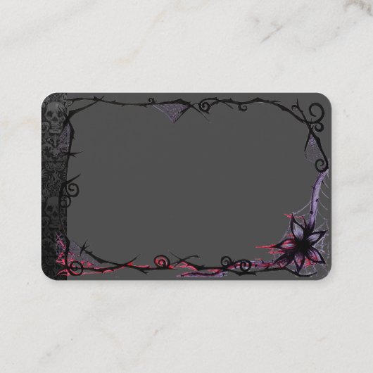 Trendy Skelethoofden in grijs met Gothic verframin Visitekaartje (Achterkant)