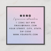 Trendy Skull Glasses Tattoo Artist Girly Gradient Vierkante Visitekaartje (Achterkant)