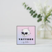 Trendy Skull Glasses Tattoo Artist Girly Gradient Vierkante Visitekaartje (Staand voorkant)