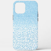 Trendy Sky-Blue Glitter Leopard Print Ombre Design Case-Mate iPhone Case (Achterkant)