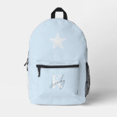 Trendy Sky Blue Monogram Stijlvol Terug naar schoo Bedrukte Rugzak (Voorkant)