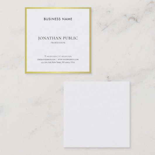 Trendy Slank Design Creative Gold Plain Luxe Vierkante Visitekaartje (Voorkant / Achterkant)
