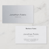 Trendy Slank Design Elegant Silver Plain Luxe Visitekaartje (Voorkant / Achterkant)