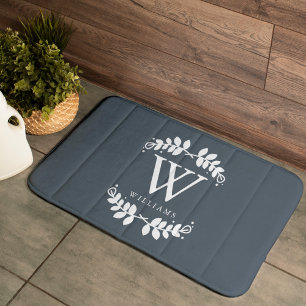 Trendy Slate Gray Monogram Badmat
