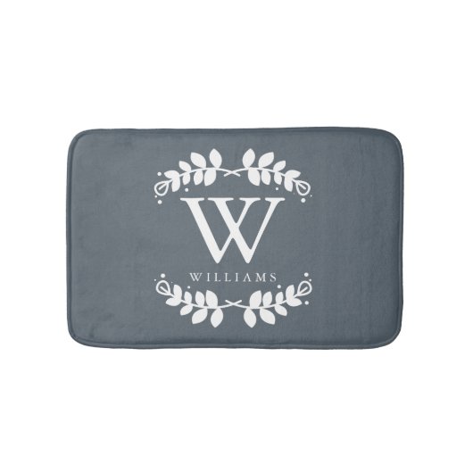 Trendy Slate Gray Monogram Badmat (Voorkant)