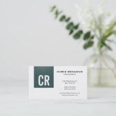 Trendy Slate Grey White Monogram Visitekaartje (Staand voorkant)