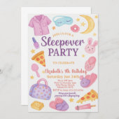 Trendy Sleepover verjaardagsuitnodiging Kaart (Voorkant / Achterkant)