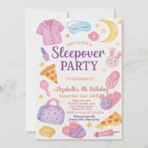 Trendy Sleepover verjaardagsuitnodiging Kaart