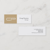 Trendy Slim Beige White Monogram Visitekaartje (Voorkant / Achterkant)