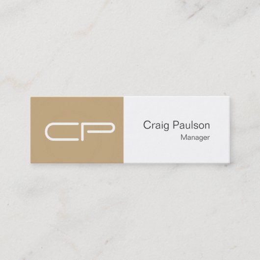 Trendy Slim Beige White Monogram Visitekaartje (Voorkant)