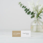 Trendy Slim Beige White Monogram Visitekaartje (Staand voorkant)