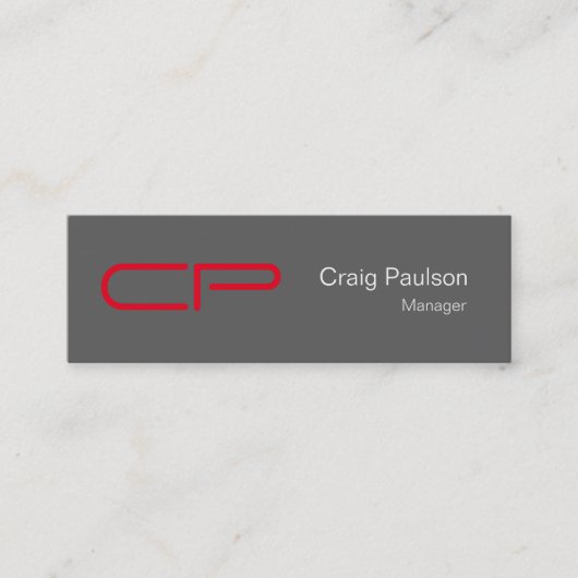 Trendy Slim Grey Red White Monogram Visitekaartje (Voorkant)