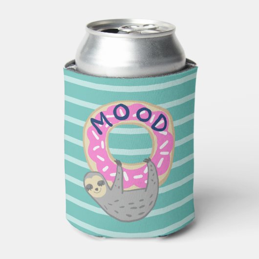 Trendy Sloth & Pink Iced Donut Blikjeskoeler (Blikje Voorkant)
