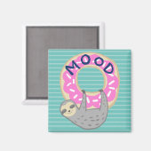 Trendy Sloth & Pink Iced Donut Mood Magneet (Voorkant / Achterkant)