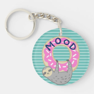 Trendy Sloth & Pink Iced Donut Sleutelhanger