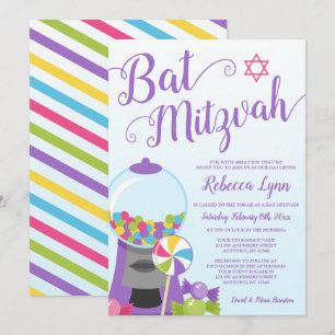 Trendy Snoep Bat Mitzvah Kaart