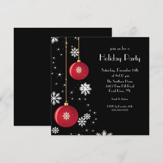 Trendy Snowflake Ornament Holiday Party Uitnodigin Kaart (Voorkant / Achterkant)