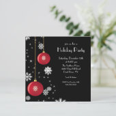 Trendy Snowflake Ornament Holiday Party Uitnodigin Kaart (Staand voorkant)