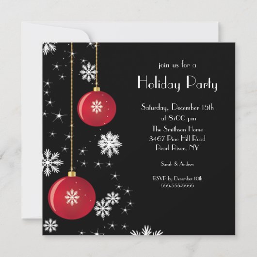 Trendy Snowflake Ornament Holiday Party Uitnodigin Kaart (Voorkant)