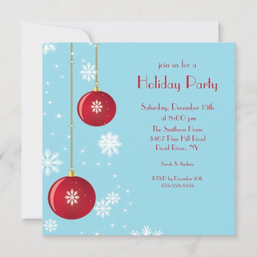 Trendy Snowflake Ornament Holiday Party Uitnodigin Kaart (Voorkant)