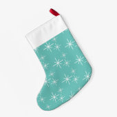 Trendy Snowflakes Blauwgroen, gepersonaliseerd Kleine Kerstsok (Achterkant (Hangend))