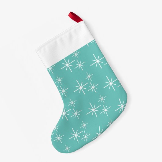 Trendy Snowflakes Blauwgroen, gepersonaliseerd Kleine Kerstsok (Achterkant (Hangend))