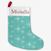 Trendy Snowflakes Blauwgroen, gepersonaliseerd Kleine Kerstsok (Voorkant)