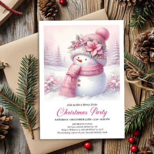 Trendy Snowy Forest Kids Digital Christmas Invites Kaart