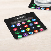 Trendy social media iconen Google zoekbalk zwart Kartonnen Onderzetters (Schuin)