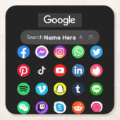 Trendy social media iconen Google zoekbalk zwart Kartonnen Onderzetters (Voorkant)