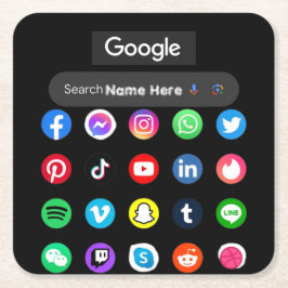 Trendy social media iconen Google zoekbalk zwart Kartonnen Onderzetters
