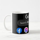 Trendy social media iconen Google zoekbalk zwart Koffiemok (Links)