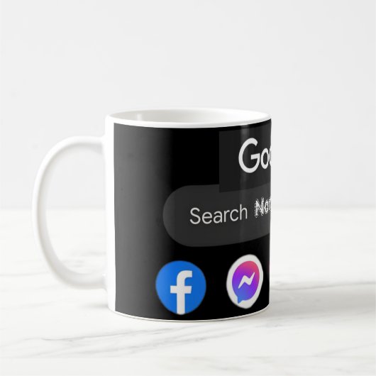 Trendy social media iconen Google zoekbalk zwart Koffiemok (Links)