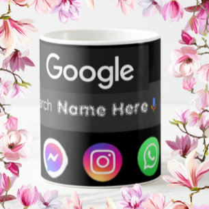 Trendy social media iconen Google zoekbalk zwart Koffiemok