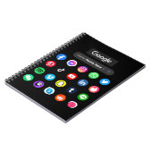 Trendy social media iconen Google zoekbalk zwart Notitieboek (Linkerzijde)