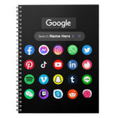 Trendy social media iconen Google zoekbalk zwart Notitieboek (Voorkant)