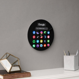Trendy social media iconen Google zoekbalk zwart Ronde Klok