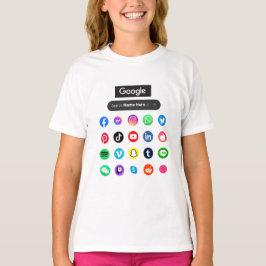 Trendy social media iconen Google zoekbalk zwart T-shirt