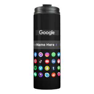 Trendy social media iconen Google zoekbalk zwart Thermosbeker