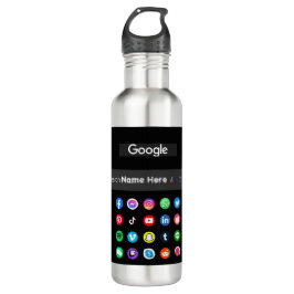Trendy social media iconen Google zoekbalk zwart Waterfles