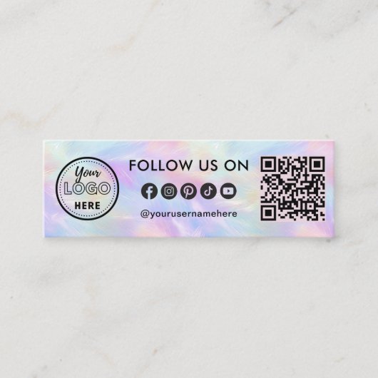 Trendy Social Media Logo Iridescent Opal Volg mij Mini Visitekaartje (Voorkant)
