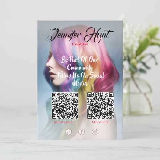 Trendy Social Media Style QR-code Kaart (Staand voorkant)