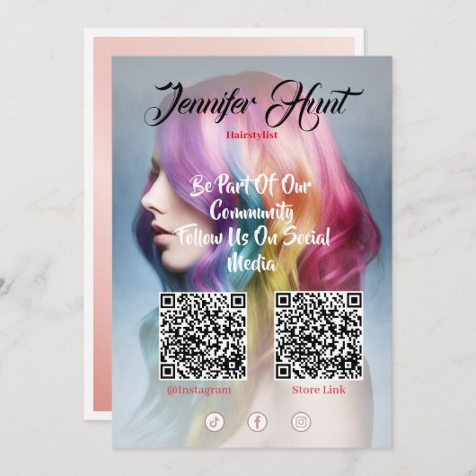 Trendy Social Media Style QR-code Kaart (Voorkant / Achterkant)