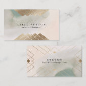 Trendy Soft Waterverf Moderne Gold Foil Interior Visitekaartje (Voorkant / Achterkant)